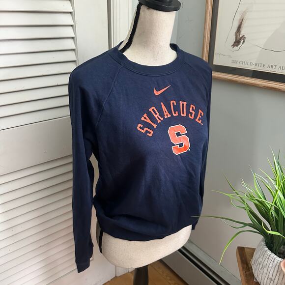 Syracuse Orangemen Shirt Womens Small Blue Varsity Fleece Crew Nike Swoosh Logo - Picture 4 of 11